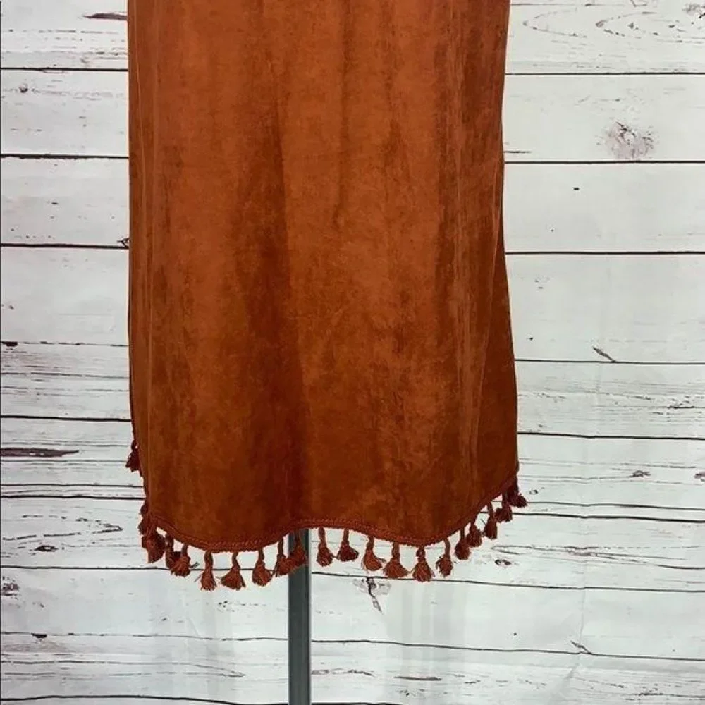 Entro Brown Suede Tassel Choker Collar Small Dress‎
